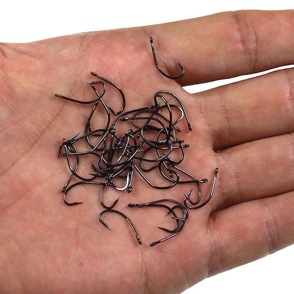Bimoo Multiple Sizes High Carbon Steel Catfish Hook Saltwater Bait Barbed Carp Fishing Needles Jig Hooks Black Nickel 50/25PCS Z260228
