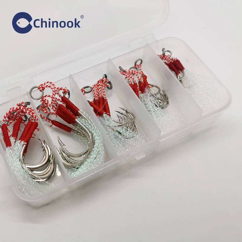Chinook 10/20pcs Slow Jigging Twin/single braided Cast Jig Assist Hook High Carbon Steel Thread Feather Sea Pesca Z260228