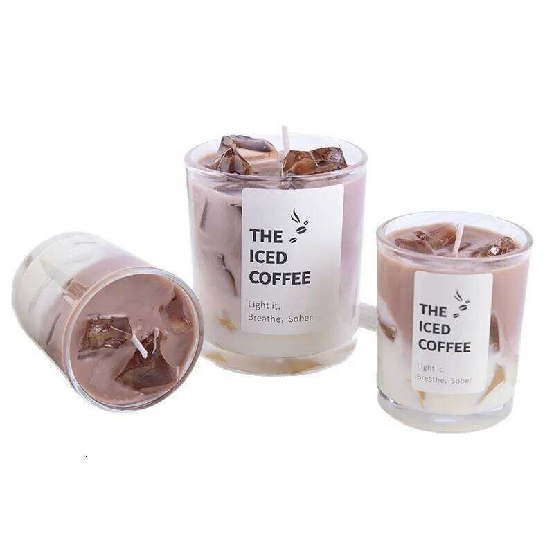 Matcha Party Home Decor, Aromatherapy Gel Candle Fun Ambiance Gift Idea Jelly Wax Coffee Cup Bedroom Smoke W260303