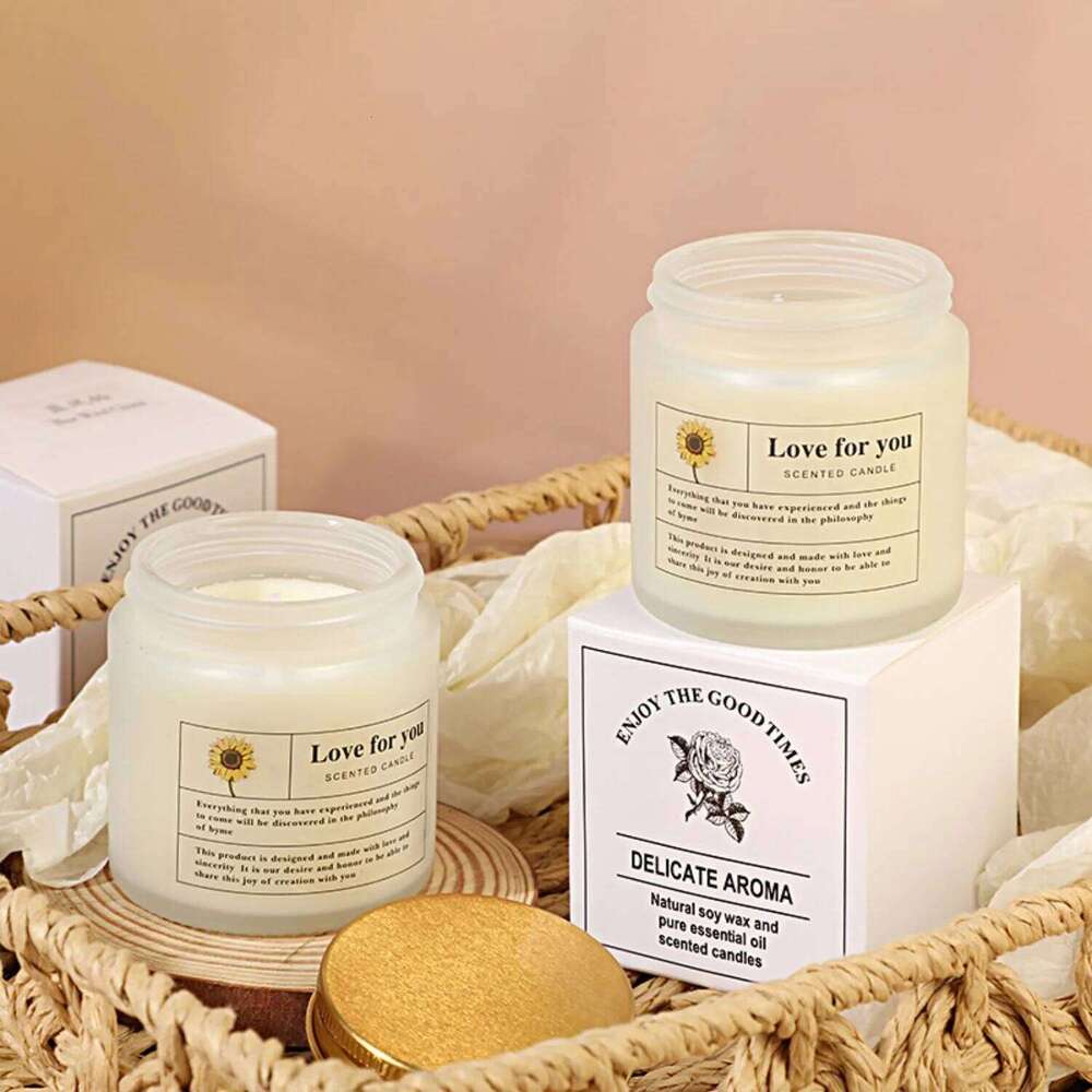 1pc Niche Frosted Glass Aromatherapy Candle Small Cup Ins Style Romantic Smokeless Home Party Decor W260303