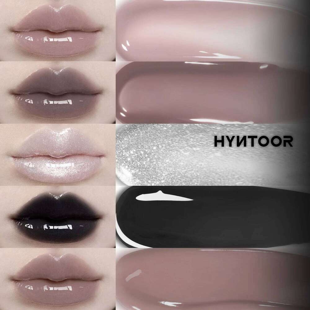 HYNTOOR Playful Rebellious Planet Black Silver Mouth Gray Lip Oil Mirror Water Gloss H260302