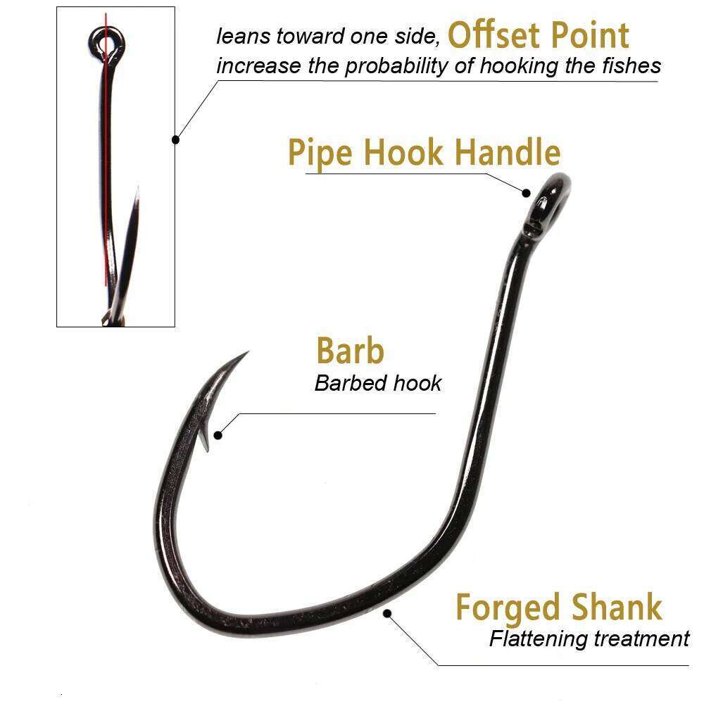 Wifreo 20pcs V Shape Catfish Offset Barbed Sea Bass Hook 8 6 1/0 2/0 3/0 4/0 6/0 8/0 Saltwater Fishing Hooks Z260228