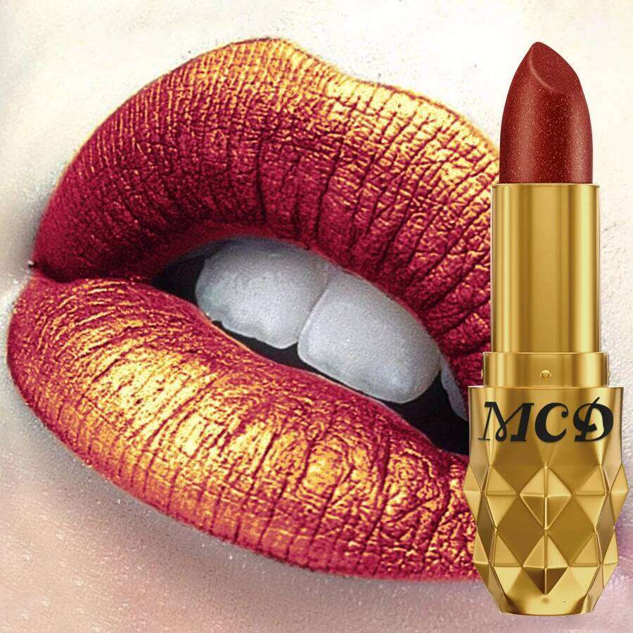 5 colors pearlescent metallic lipstick bold& intense glitter shinny tint long lasting senior matte lip makeup gifts H260302