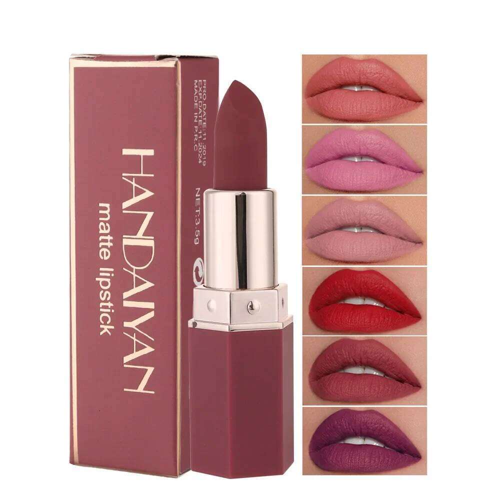 HANDAIYAN Moisturizing Long-Lasting Matte Lipstick 6-Color Non-Stick Cup Show Temperament Sexy Nude Makeup Lipsticks Cosmetics H260302