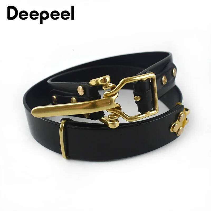 1Pc Deepeel 3.8*110-125cm Men's First Layer Cowskin Belt DIY Handmade Genuine Leather Knight Belts Brass Pin Buckle Waistband S260228