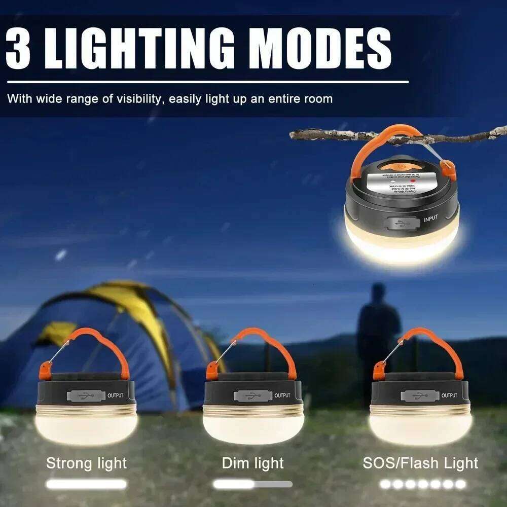 1800mAh USB Rechargeable Portable Flashlight Camping Equipment Lights LED Lantern Table Lamp Outdoor Hiking Night Hanging S260302