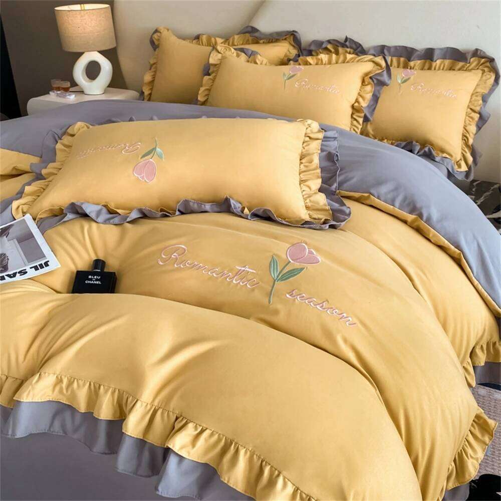 Princess Style Soft Comforter Duvet Double Cover with Pillowcase Bed Sheet Home Four Piece Sets Fashion Bedding Set W260302 W260302