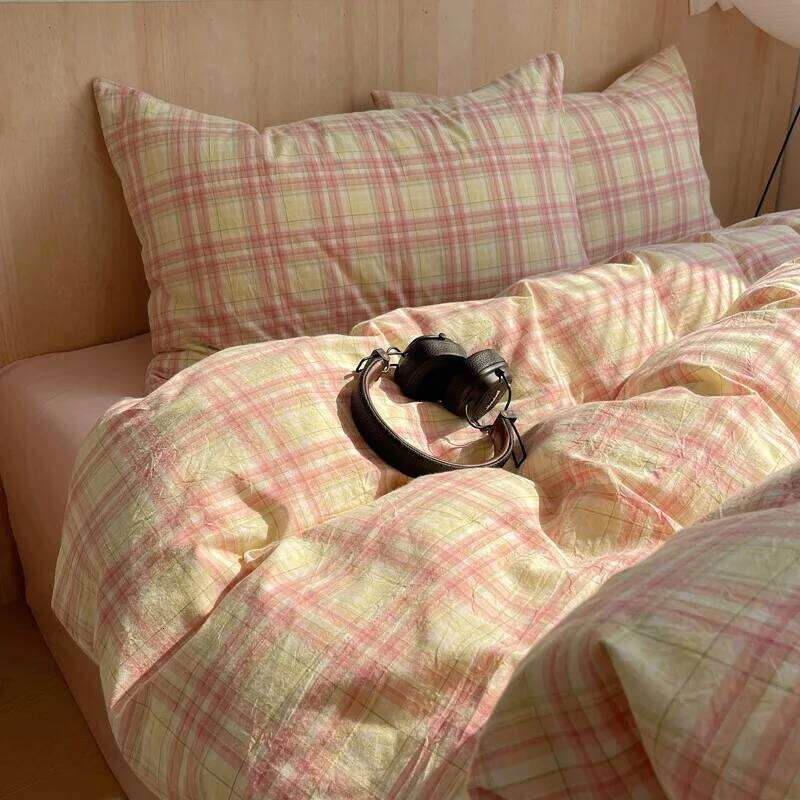 simple wind-washed pure cotton striped sheet four-piece set, choose 1.2M bed for dormitory models W260302