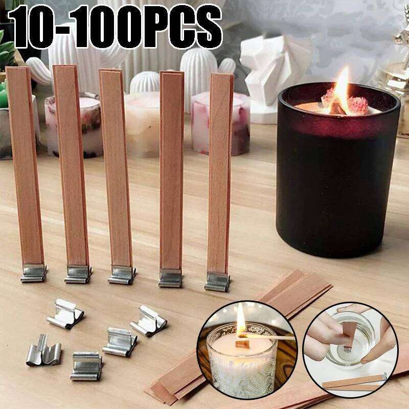 Wood Soy DIY Kit Handcrafted Aromatic Candles with Single Wick Design Paraffin Candle Instructions W260303