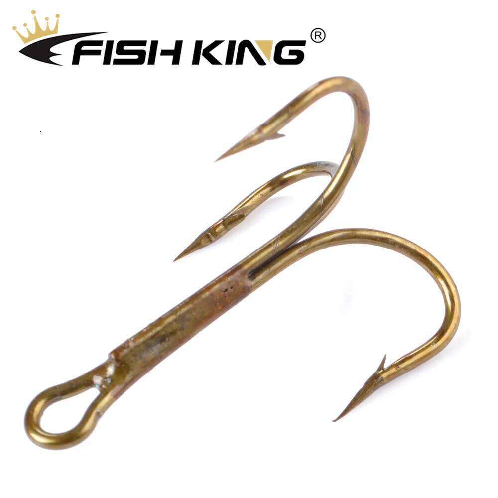 FISH KING 20pcs/pack Hook High Carbon Steel Treble Overturned Fishing Tackle Super Sharp Triple Hooks For Bass Z260228