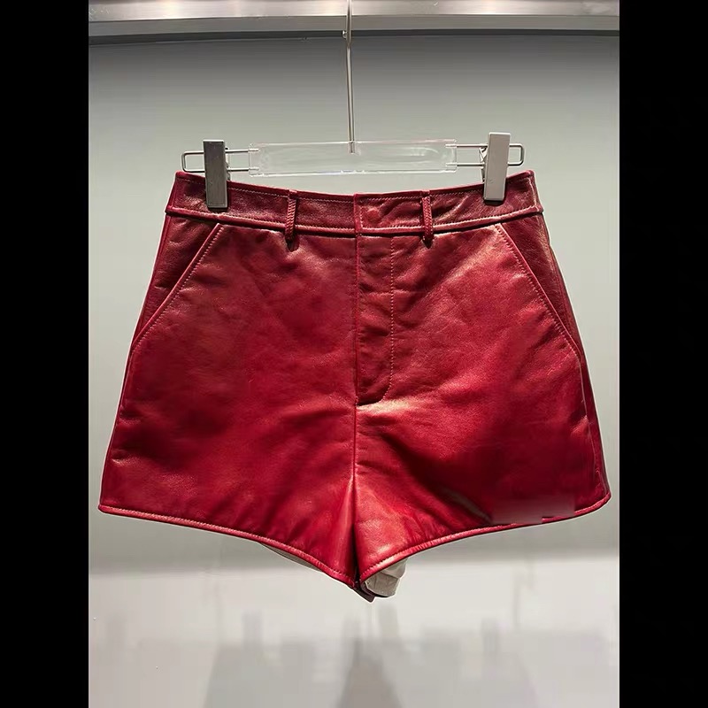 2024 shiny leather shorts desinger women clothes luxury brand runway style high quality genuine leather pants designer fashion G print shorts skirt