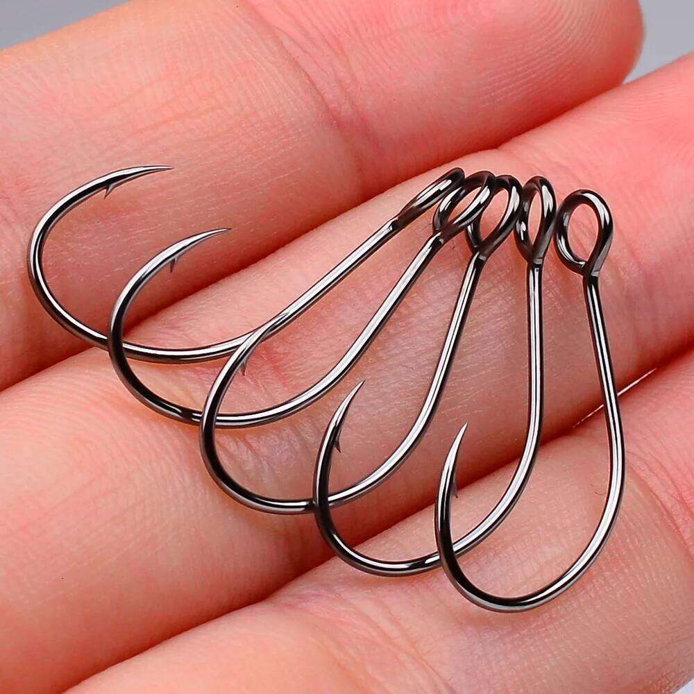 50 Pcs/Set Carbon Steel V Sharp Circle Hook Tackle Box Barbed Accessories Fishing Lure Slow Jigging Z260228