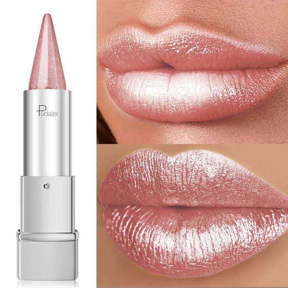 Waterproof Sparkle 24H Long Lasting, Pearlescent Shiny Lip Makeup, Lightweight Colorfast Lipstick H260302