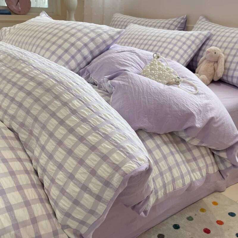 New Lattice Duvet Cover with Sheet Pillowcases No Filling INS Bed Linen Twin Full Queen Size Grid Home Adult Man Bedding Set W260302