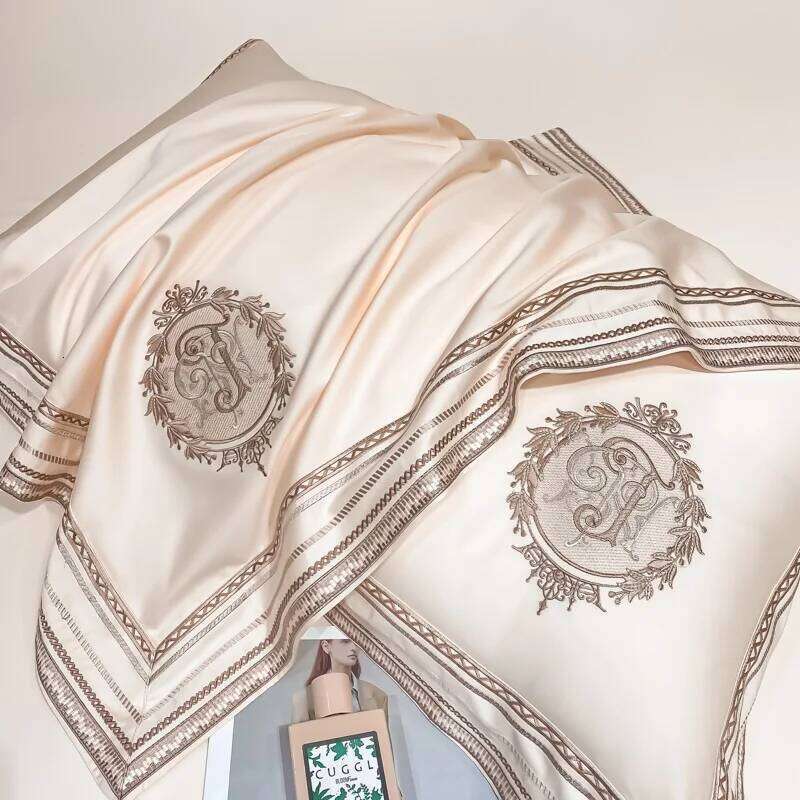 Luxury Embroidery Bedding Sets 1000TC Egyptian Cotton Champagne White Red Duvet Cover Bed Sheet/Fitted Sheet Pillowcases 4Pcs W260302