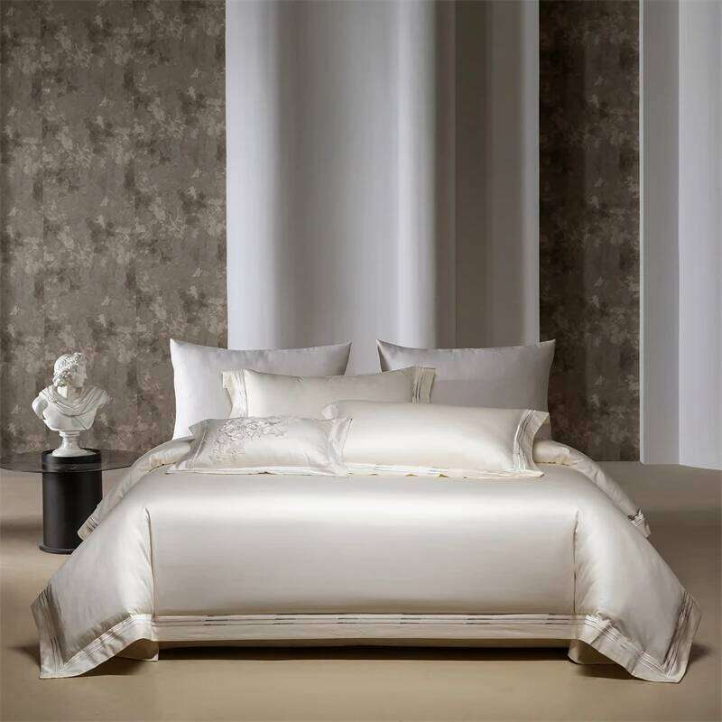 Solid Color Hotel Style Luxury Embroidery 1000TC Egyptian Cotton Bedding Set Duvet Cover Flat/Fitted Bed Sheet Pillowcases 4Pcs W260302