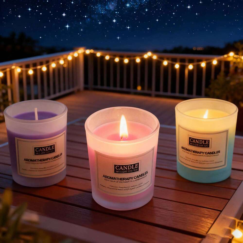 Round Cup Colored Candles, Plant Wax Smokeless Scented Candles for Home Decor, Romantic Wedding Favor, Aromatherapy Gift Set W260303