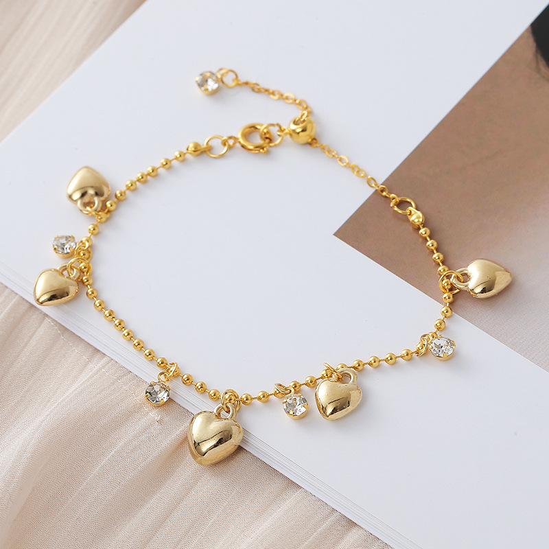 Exquisite and fashionable heart pendant bead chain bracelet, light luxury Korean style niche high-end jewelry - view 3