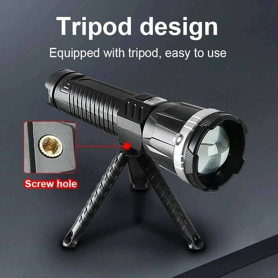 850000000LM High Power LED Flashlight Rechargeable Lamp Tactical Torch Red Blue Warning Light Outdoor Camping Hunting Lantern S260302