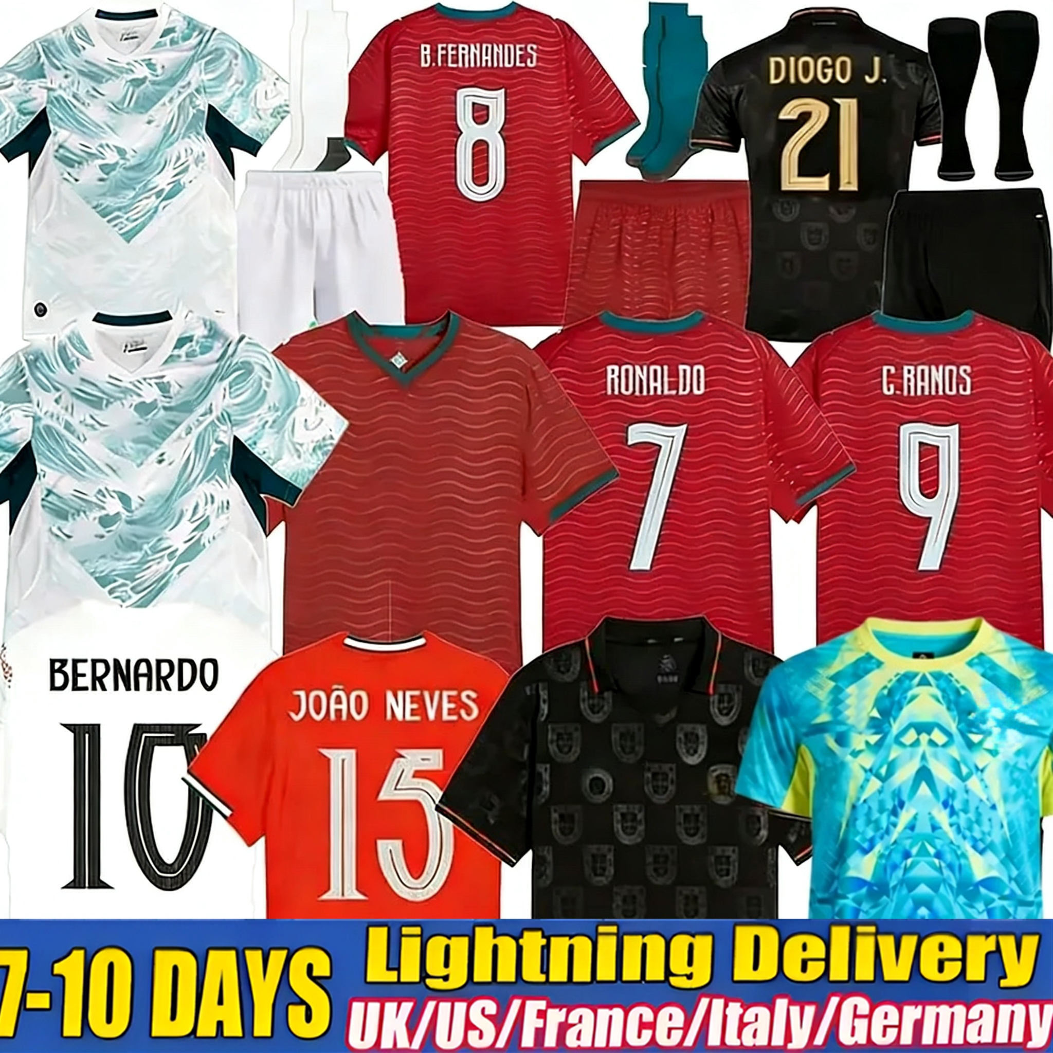 25 26 27 portugal ronaldo football shirts Soccer Jerseys B.FERNANDES EUSEBI0 JOAO FeLIX MANE 2026 2027 Riyadh Men kit Portugal Child Shirt Kits Player national team