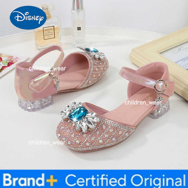 Disney Summer New Childrens Sandals Kids Dance Single Casual Shoe Rhinestone Glitter Fashion Princess Girl Party Wedding Dress Shoes H260303
