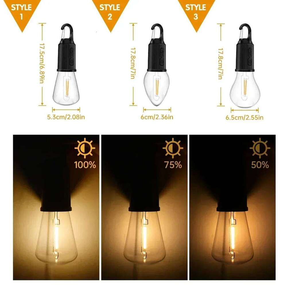 1-10pcs LED USB Rechargeable Atmosphere Portable Camping Tungsten Wire Tent Outdoor Emergency Bulb Light S260302