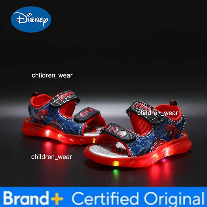 Disney Marvel Boys Girls Spider-Man Princess Led Light Up Luminous Sports Sandals Summer Kids Sandals Non-slip Toddler Shoes H2603031
