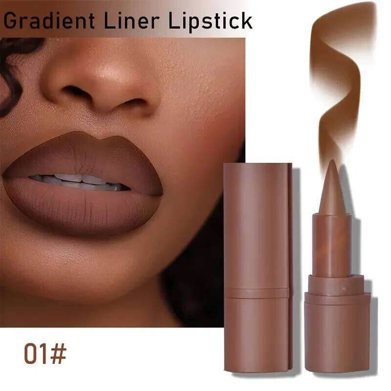 Maroon Gradient Matte Lipstick Crayon Lip Liner pencil,Flawless Contour Gradual Ombre Effect lipstick for Women H260302