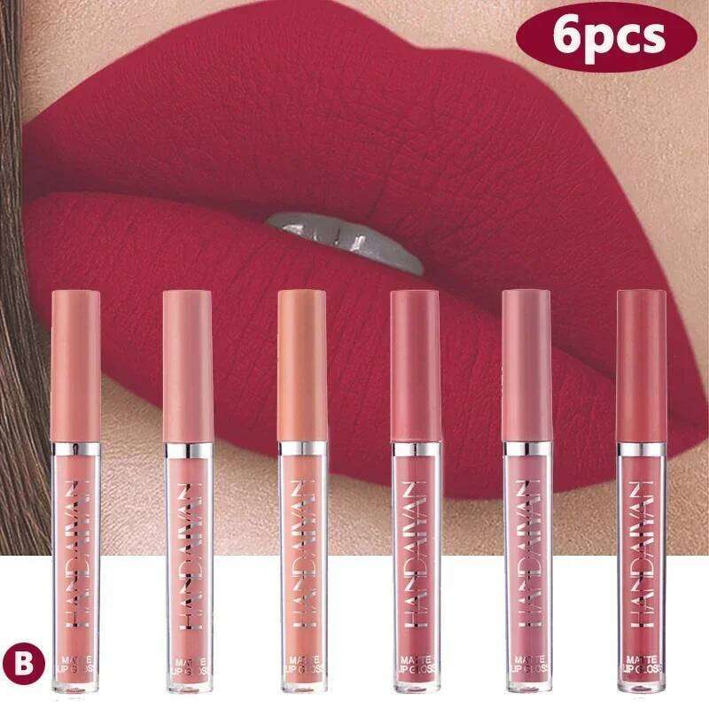 HANDAIYAN 1/6 PCS Set Make-up for Women Non Stick Cup Waterproof Long Lasting Cosmetics Korean Makeup Matte Lipstick H260302