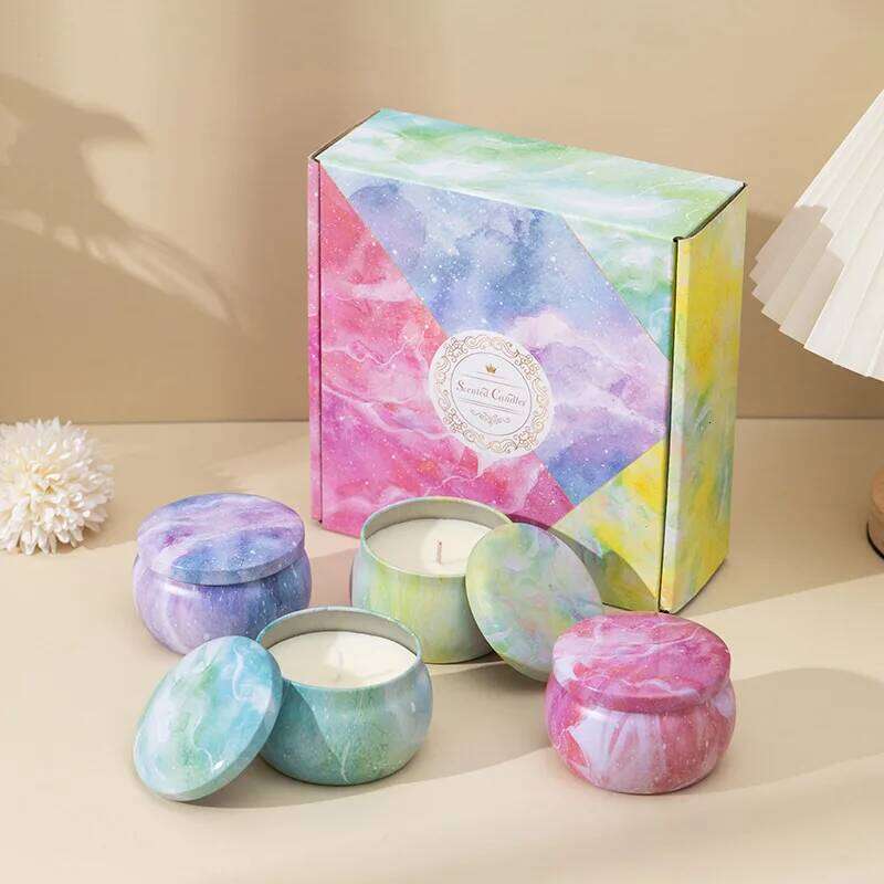 4PCS Scented Set with Box Smokeless Jar Nordic Soy Wax Candle Fragrance Gift for Lover & Friends W260303