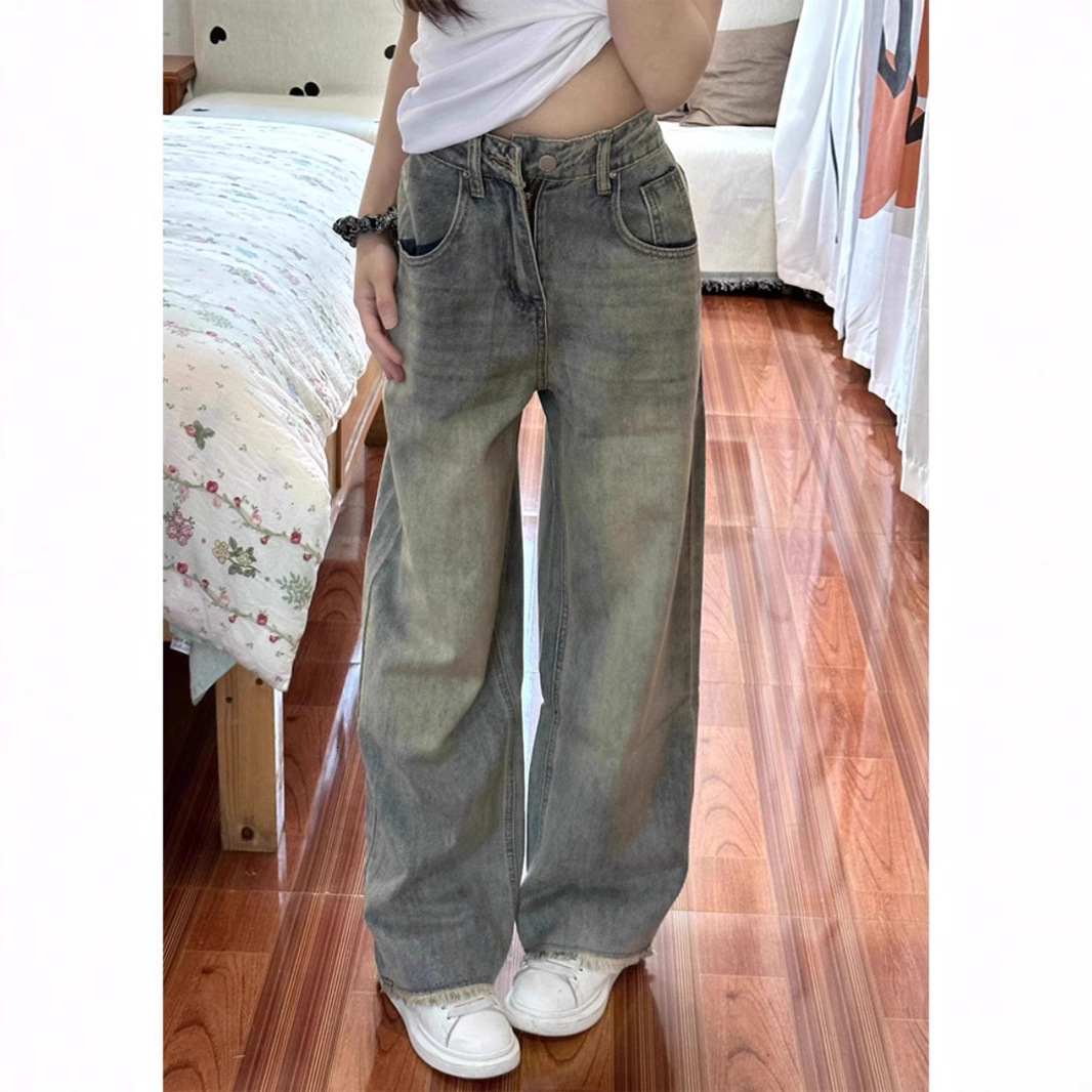 2026 Spring Nd Autumn Vintge Nostlgic Jens Floor-length Americn Style High-wisted Slimming Designer Pnts Csul Wide-leg Pnts Verstile Stright-leg Pnts For Women