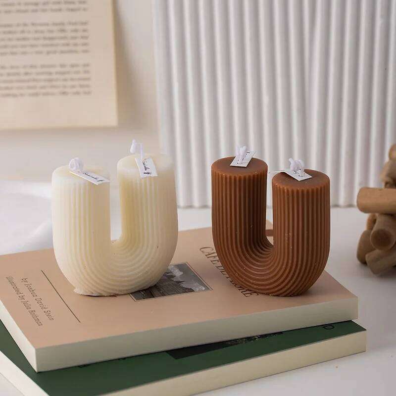 U-shaped Candle Scented Aesthetic Decorative Ribbed Home Personalized Smokeless Candles Gift Set for Guests W260303