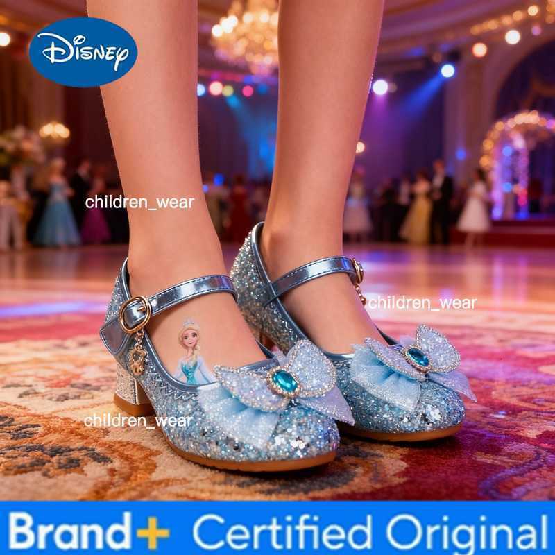 Disney Girls Princess Sandals Childrens Shoes Frozen Elsa Childrens Shoes Girls Fashion Baby Pink Blue High Heel Shoes Size H260303