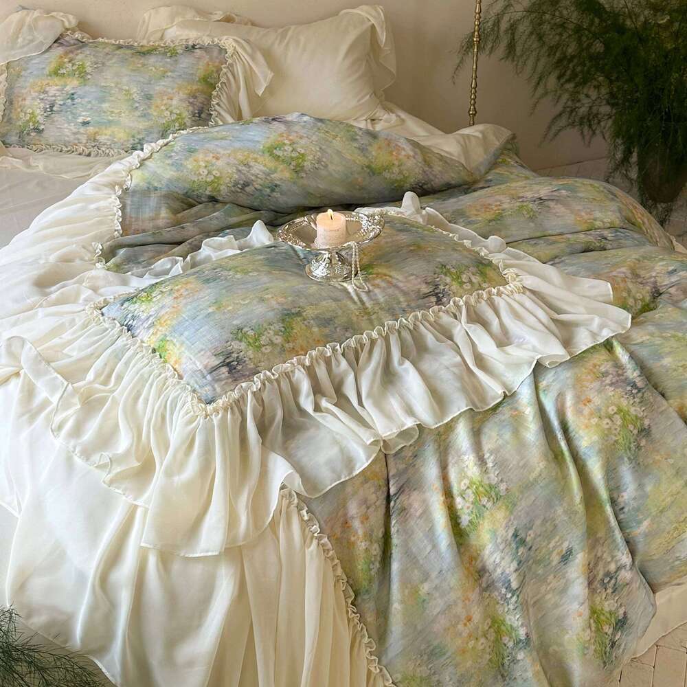 Customizable silk cotton splash bed four-piece set girl fairy romance W260302