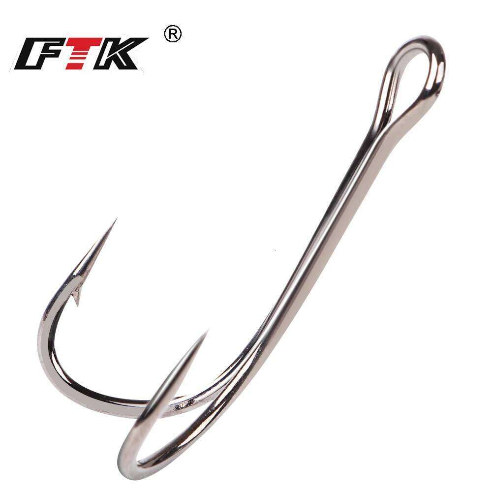 FTK 10-20pcs Frog Lure High Carbon Steel 3/0-6# Fly Tying Worm Silicone Bait Double Fishing Hook Z260228