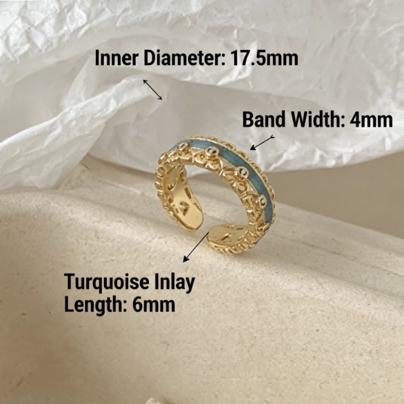 New Chinese Style Enamel Pattern Ring Vintage Traditional Floral Design Gold Plated Open Adjustable Ring Elegant Ethnic Style Jewelry Gift for Women