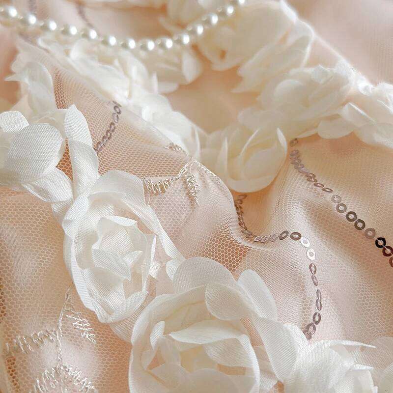 Korean Style Pink Lace Flowers Princess Bedding Set Egyptian Cotton Ruffles Comforter/Duvet Cover Bed Sheet Pillowcases W260302