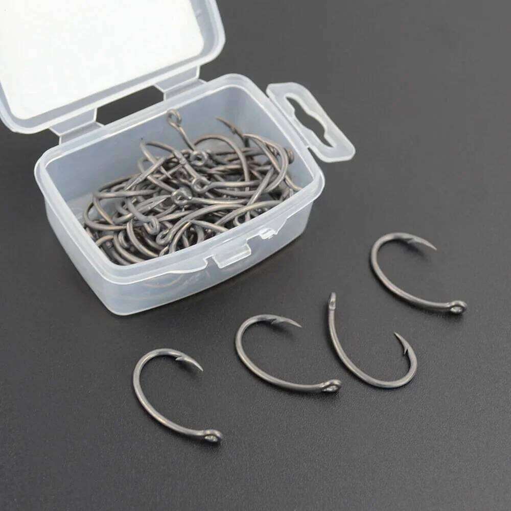 HIRISI 50PCS Fishing Barbed Hook Curve Shank Professional Series Carp Hooks Hair Rigs Portable Tackle Tools High Quality Part Z260228