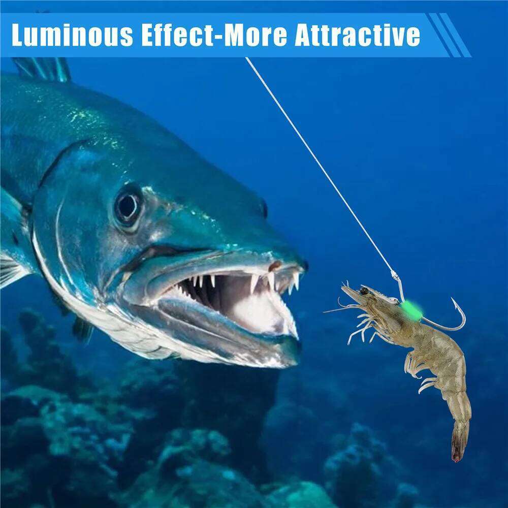 10pcs Luminous Stainless Steel Saltwater Live bait Fishing Hooks Shrimp Walker for Bas Groupers Pike Catfish Z260228