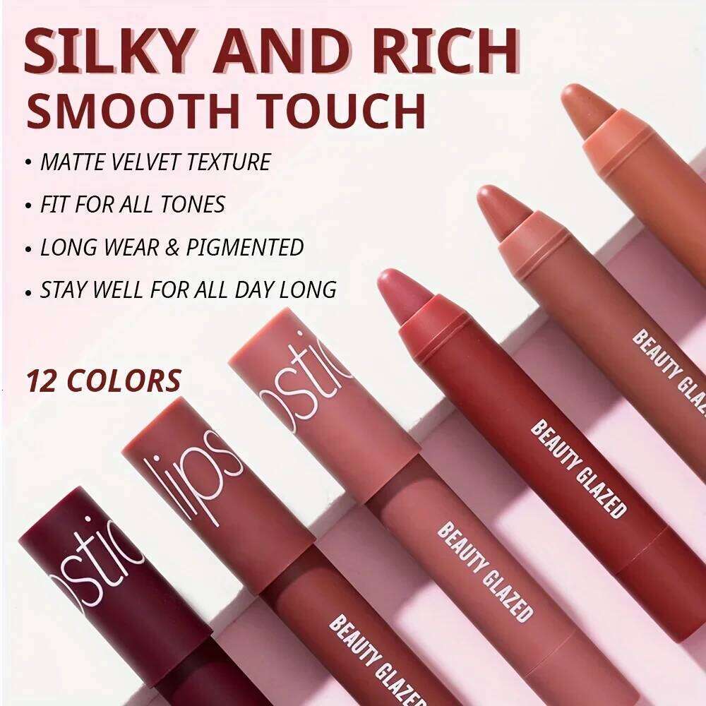 BEAUTY GLAZED 12 Colors Long-Lasting Waterproof Non-Stick Matte Lipstick Pen H260302