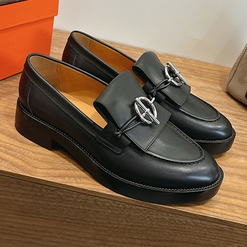 Fashion Designer Glenan Buckle Impact Loafer High quality Pure Cowhide Leather Formal loafers Classic nautical style Metal Buckle Loafers