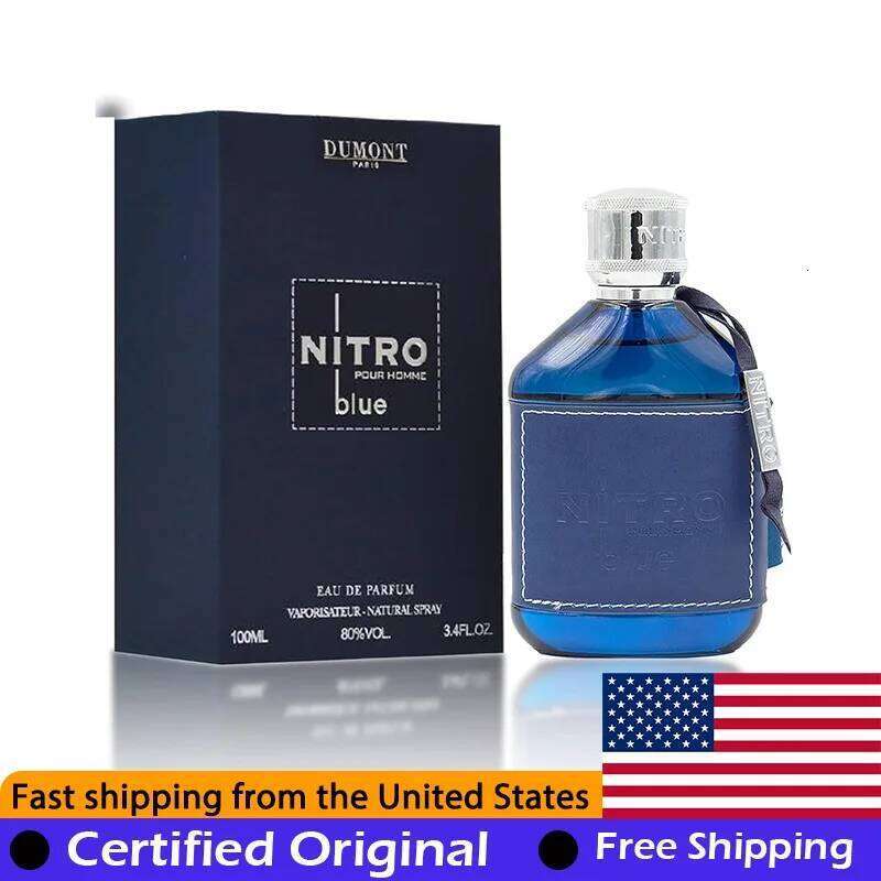 Dumont Nitro Blue Eau de Parfum Spray 100 ML Arab Perfumes Lasting Oriental Woody Pheromones Perfume 3.4 Ounce Cologne 26H0302