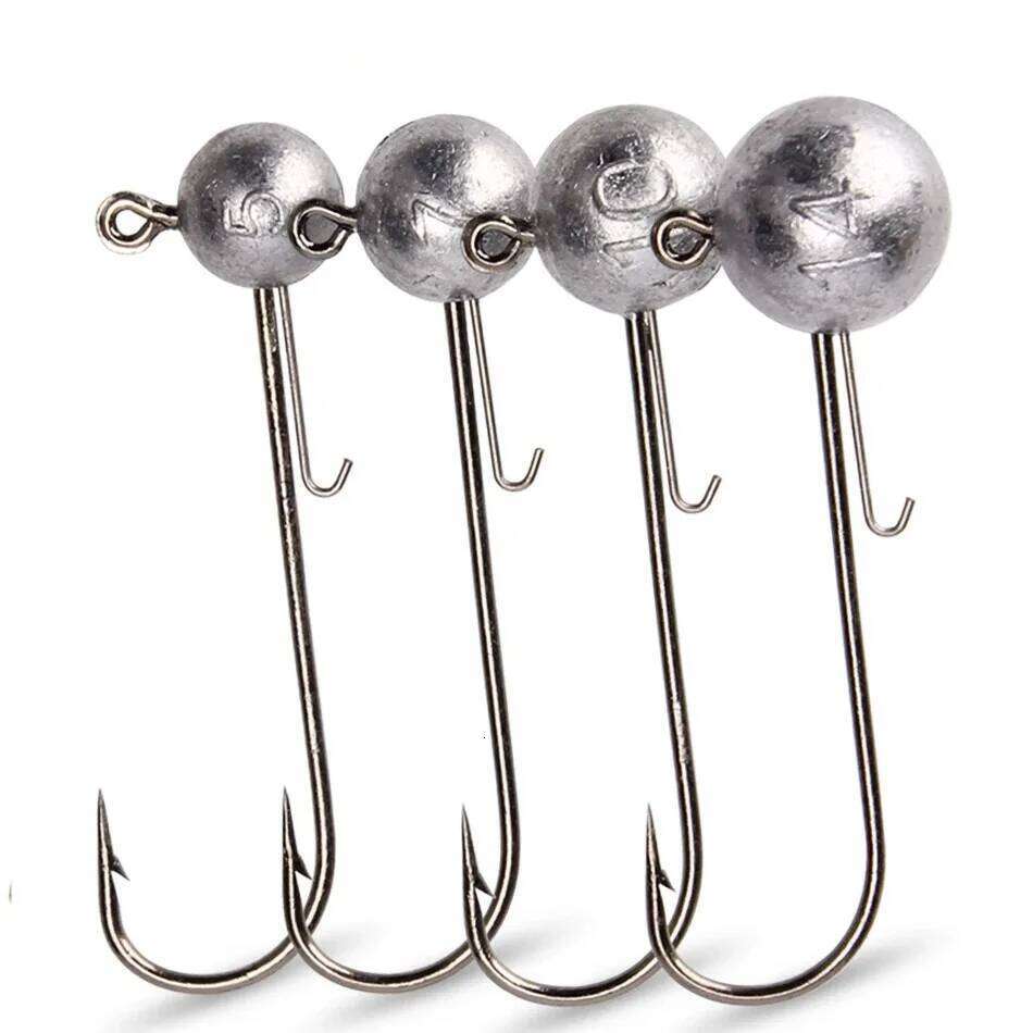 5g 7g 10g Jig Heads Fishing Hook Shank Round Ball High Carbon Steel Long For Soft Lure Worm Accessorie 4pcs Z260228