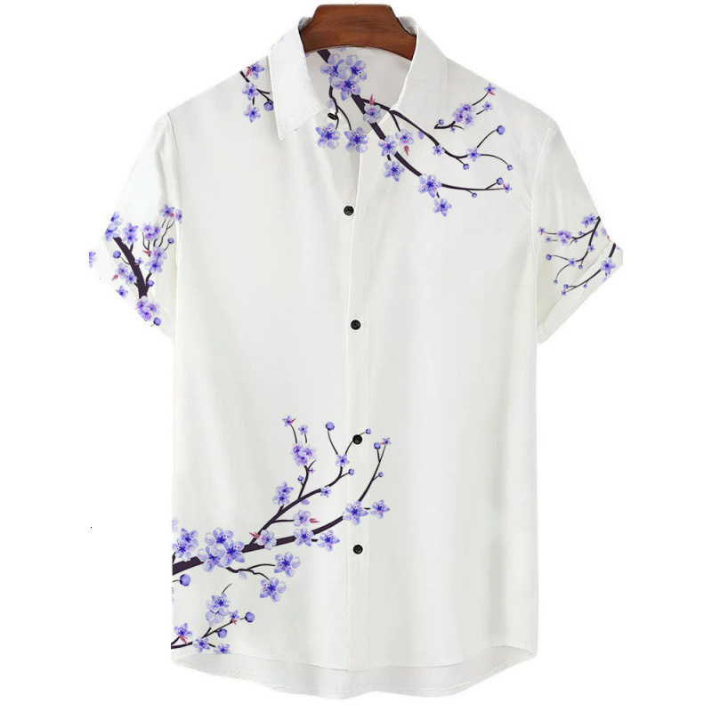 Luxury Brand Designer Clothes 2025 Men's Summer New Arrival: National Style Series Floral 3D Print Men's Short Sleeve Shirt