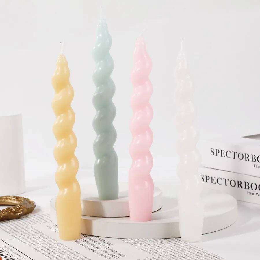 2pcs Ins Style Spiral Long Rod Aromatherapy Scented Soy Wax Candles Wedding Birthday Candle Home Decoration W260303