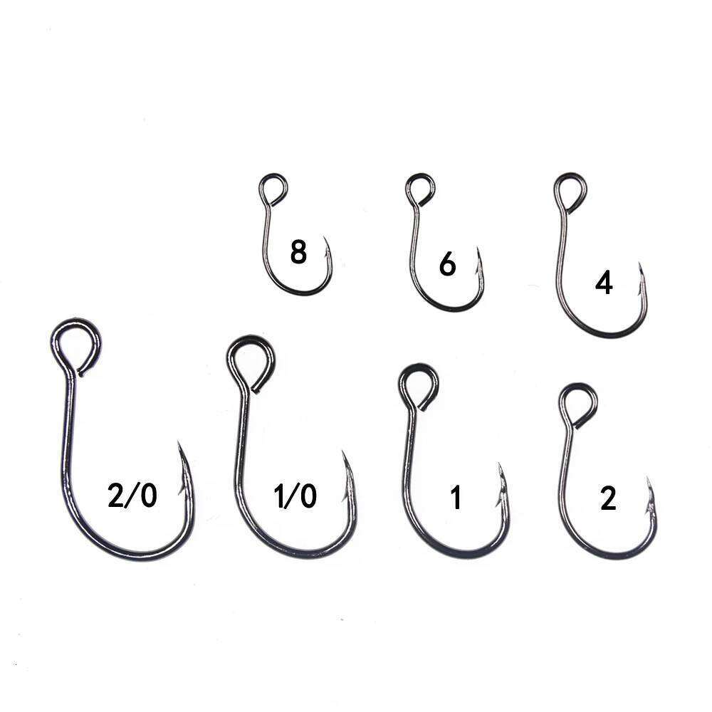 Bimoo 20pcs for Fishing Spare Single Fish Lure Hooks Inline Hook Big Eye Size2/0 1/0 1 2 4 6 8 High Carbon Steel Z260228
