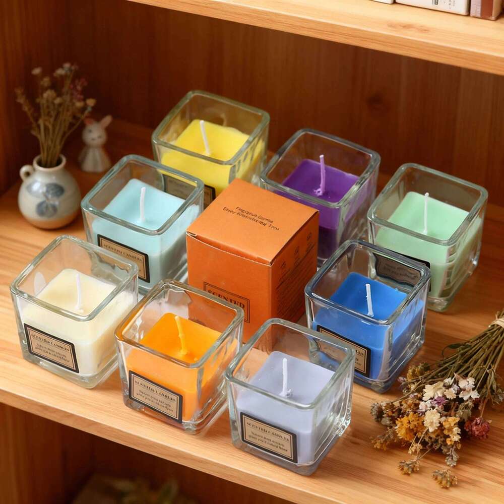 Qixi Festival Gift: Elegant Square Aroma Birthday Valentine's Romantic Present, Home Decor Scented Candle, Modern Soya W260303