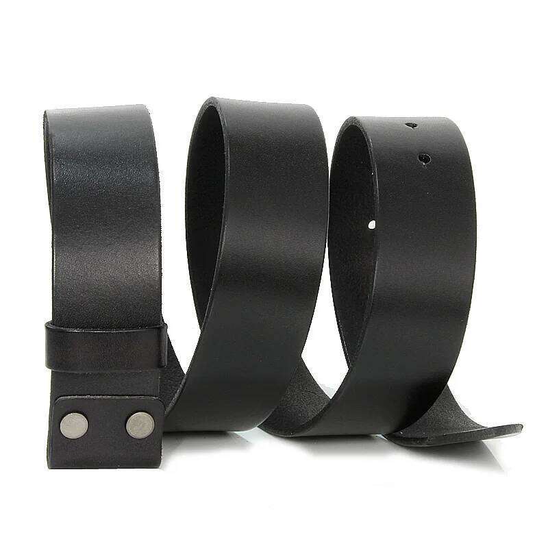 3.3cm and 3.8cm width Vintage No Buckle belt suit Smooth belts men luxury Cowskin Soild Genuine leather without buckle S260228