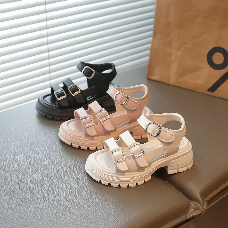 Little Girls Chunky Roman Sandals with Buckle Straps 2026 New Summer Kids Beach Sandals Soft Sole Classic Chic Boho Style Shoes X260303