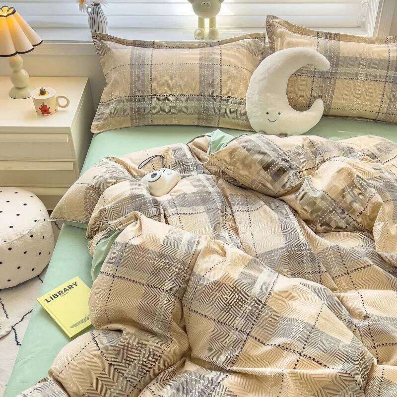 2025 new thickened twill abraded four-piece cartoon cute printed student dormitory bed sheet quilt three-piece set W260302 W260302
